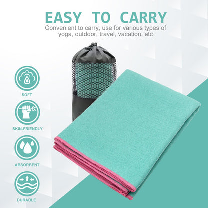Eunzel Hot Yoga Towel - Microfiber Non Slip Yoga Mat Towel with Grip Dot Sweat Absorbent Towel for Hot Yoga, Pilates and Fitness 72" x 24", Dark Cyan/Orange