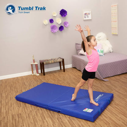 Tumbl Trak Junior Practice Mat, 3'x6'x4", Crash Mat for Gymnastics and Cheer, Landmat for Gymnastics Training, Royal Blue
