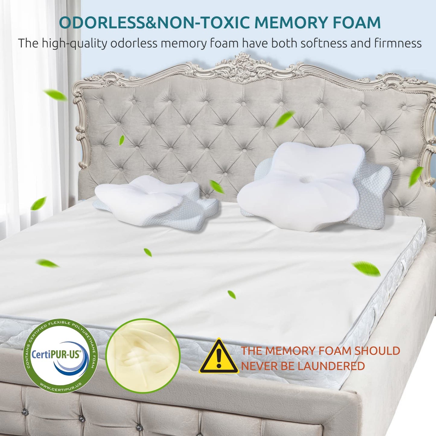 DONAMA Cervical Pillow for Neck and Shoulder,Contour Memory Foam Pillow,Ergonomic Neck Support Pillow for Side Back Stomach Sleepers with Pillowcase