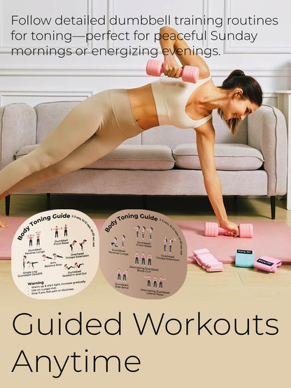 Adjustable Dumbbell Set｜2LB 3LB 4LB 5LB Light Hand Weights for Women｜One-Twist Weight Adjustment｜Non-Slip Curved Grip Handle｜Free Weights for Home Gym, Rehab, Pilates, Yoga, Strength Training