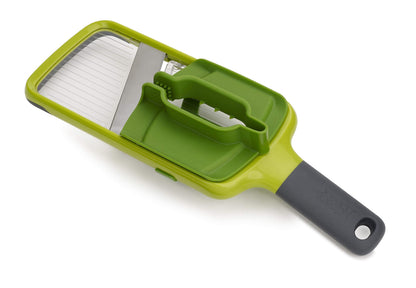 Joseph Joseph Multi-Grip Hand-held Kitchen Mandoline, Fruit and Vegetable Slicer with Food Grip and Adjustable Blades, Dishwasher Safe
