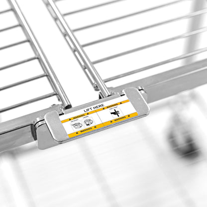 Stand Steady Original Tubstr Collapsible 2 Shelf Wire Cart, Easy to Push Heavy Duty Rolling Utility Cart, Folds Up for Storage, Commercial Grade (Chrome, 33.56” D x 18” W x 37.16” H)
