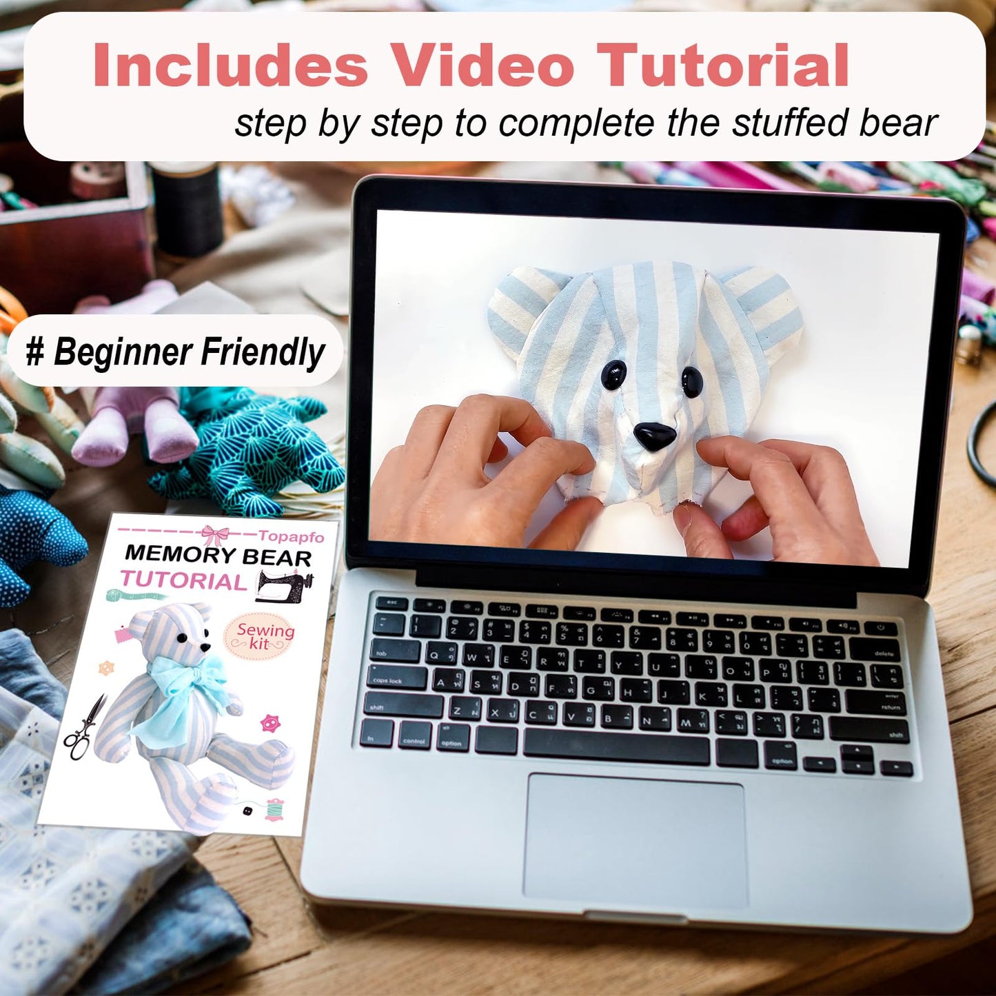 18 Inch Memory Bear Patterns Templates for Sewing, Beginners Teddy Bear Stuffed Animal Pattern with Safety Eyes Noses, Pins (18 Inch)