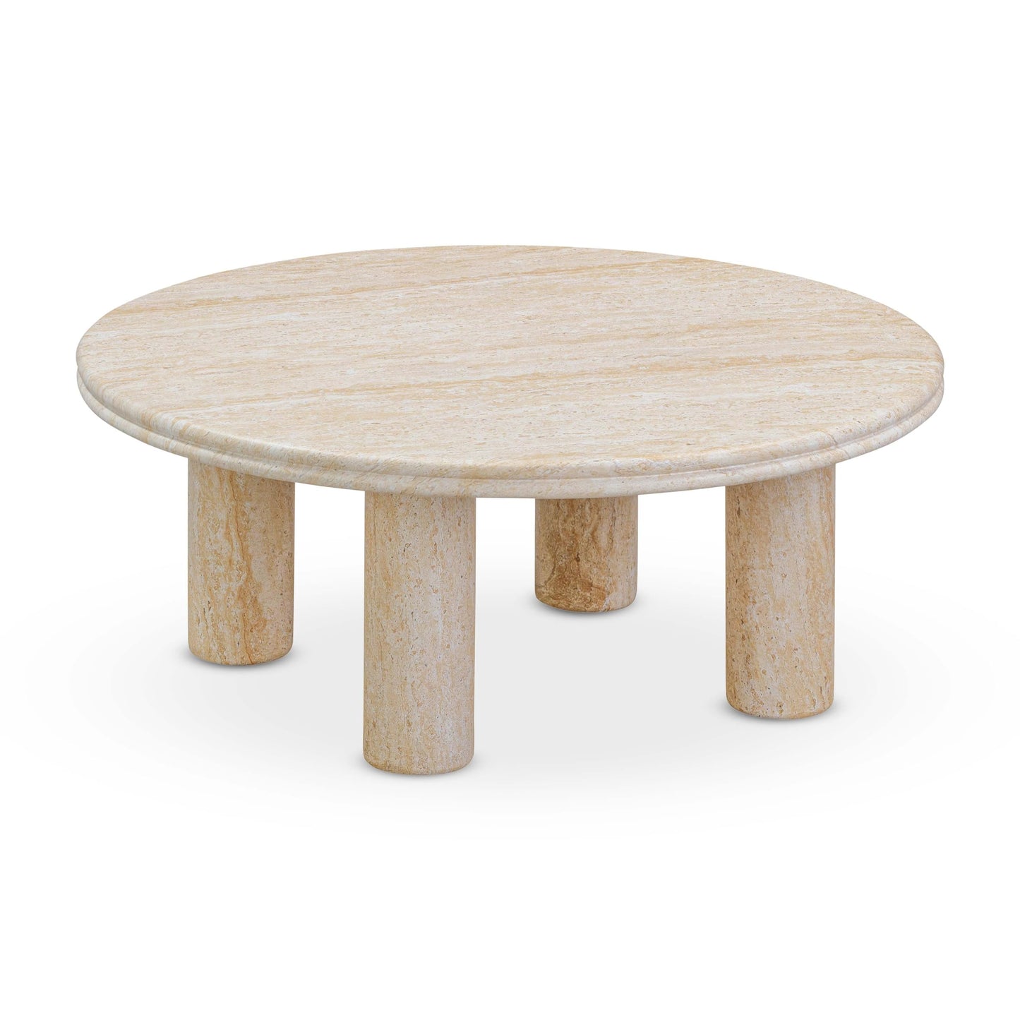 Tov Furniture Amora Faux Travertine 32" Round Accent Table