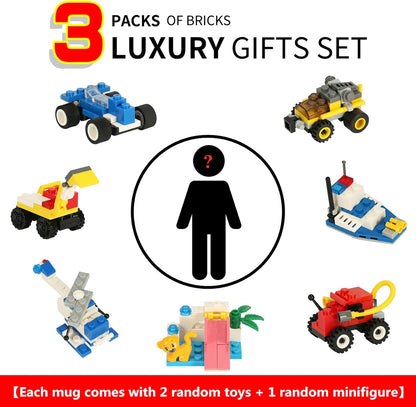 Build-on Brick Coffee Mug, Funny DIY Novelty Cup with Building Blocks for Kids, Men, Women, Xmas Birthday (Rose)