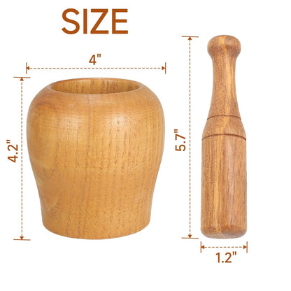 Handmade Acacia Wood Mortar and Pestle - Ideal for Spices, Herbs, Garlic, and Kitchen Essentials