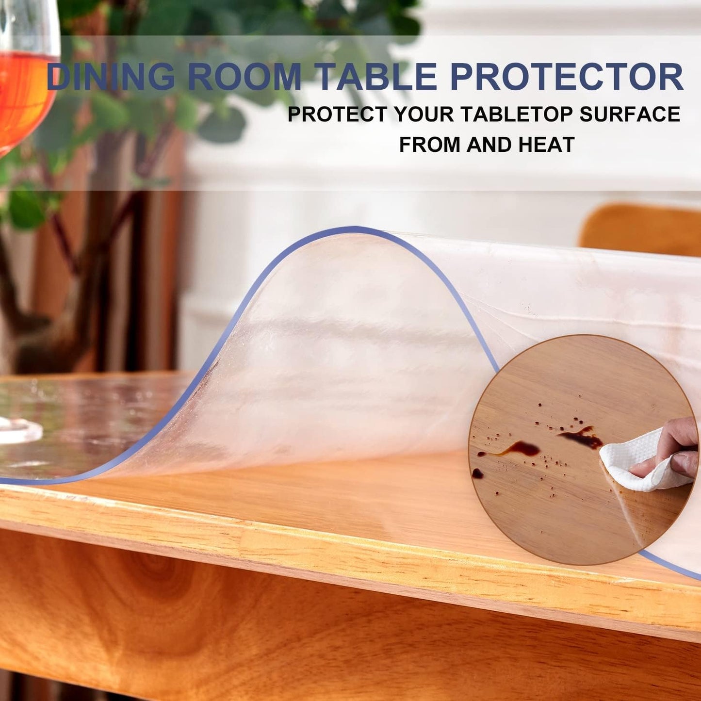 XEANGOUN 24x42 Inch 1.5mm Clear PVC Table Cover Protector Thick Custom Plastic Desk Pad Waterproof Vinyl Table Top
