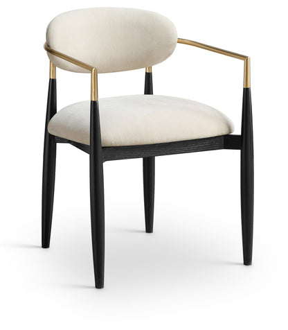 Meridian Furniture 11022Beige-AC Riccio Collection Modern | Contemporary Dining Arm Chair with Beige Performance Polyester, Ash Wood, Iron, 21.5" W x 21.5" D x 29.5" H, Beige, Set of 2