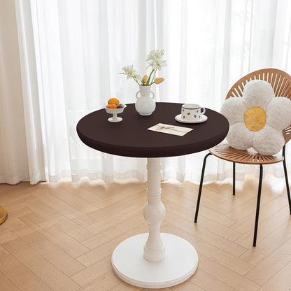47 Inch (Coffee,47" Round Fitted PU Tablecloth with High Elastic Edge Dia Waterproof Oil Proof Table Cloth Anti-Scald