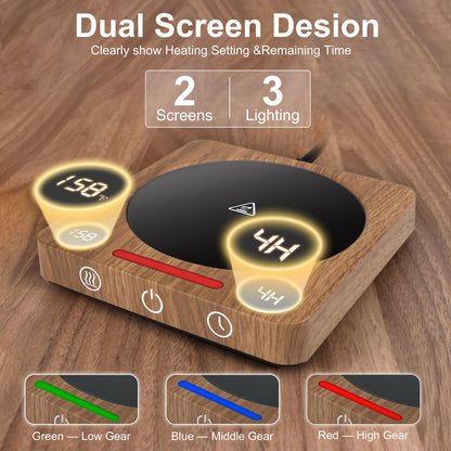 Coffee Cup Warmer, Fast Heating Coffee Mug Warmer for Desk, 2 Display Screens, Large Candle Warmer Plate with 2-10Hr Auto Shut Off, Heart-Warming Gift for Coffee Lover, Friend, Family