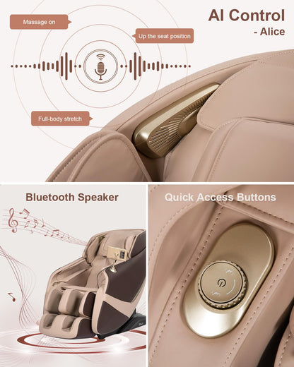 RELX 2026 Massage Chair Full Body, Zero Gravity Airbag Shiatsu Massage Chair with SL-Track, Heating, AI Control, Body Scan, 13 Modes, Foot Rollers, and Deep Yoga Stretch (Coffee)