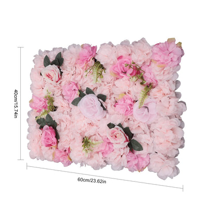 12pcs Silk Flower Wall Panel 60x40cm - Perfect for Indoor/Outdoor Wedding, Party Decor, Floral Backdrop, Home, Garden Privacy Screen, Artificial Flower Mat Light Pink