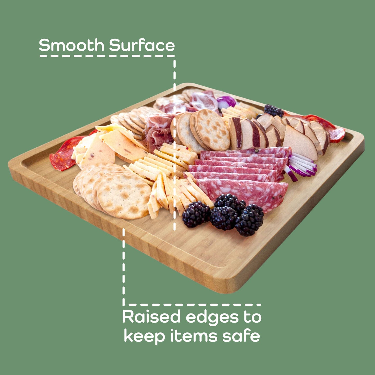 BambooMN Organic Bamboo Serving Tray, Vanity, Appetizers, Snacks, Desserts, Charcuterie Boards, 17"x13"x0.75" - 30 Trays