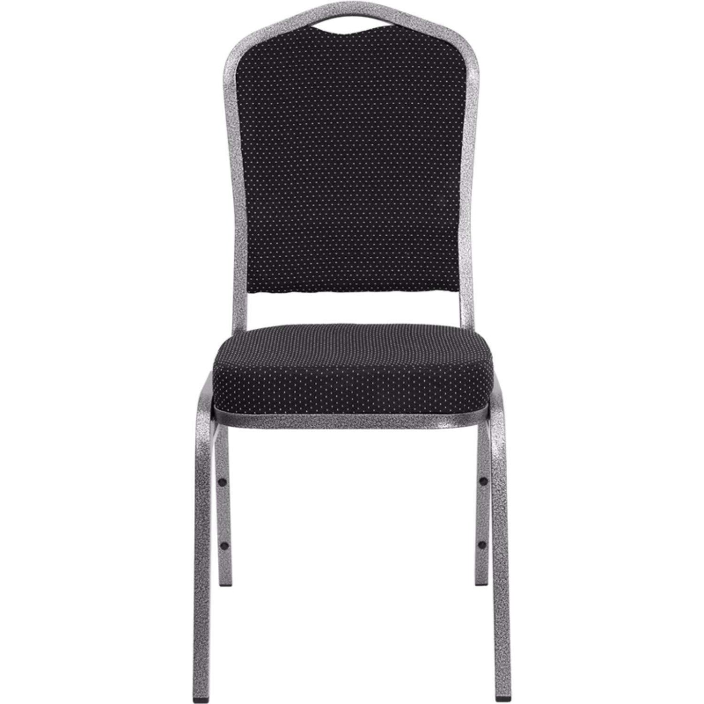 Flash Furniture HERCULES Series Crown Back Stacking Banquet Chair in Black Dot Patterned Fabric - Silver Vein Frame (Pack of 4)