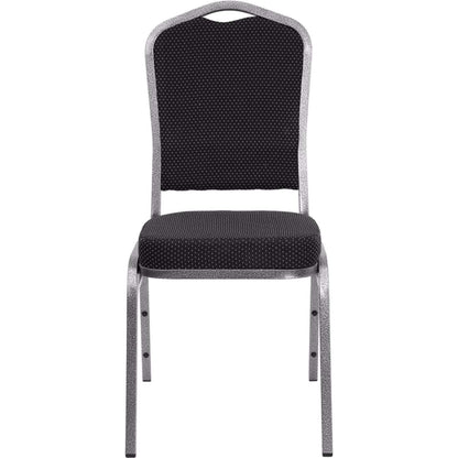 Flash Furniture HERCULES Series Crown Back Stacking Banquet Chair in Black Dot Patterned Fabric - Silver Vein Frame (Pack of 4)