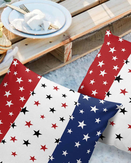 Waterproof Pillow Covers Set of 2 for Couch, Independence Day Decorative Cushion Cases 18x18In, Indoor Outdoor America
