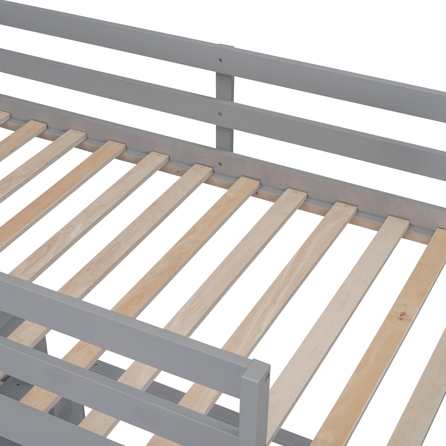 Merax Twin Over Full Bunk Bed with Desk,Wood Loft Bed Frame Saving Space for Boys,Girls,Teens,Grey