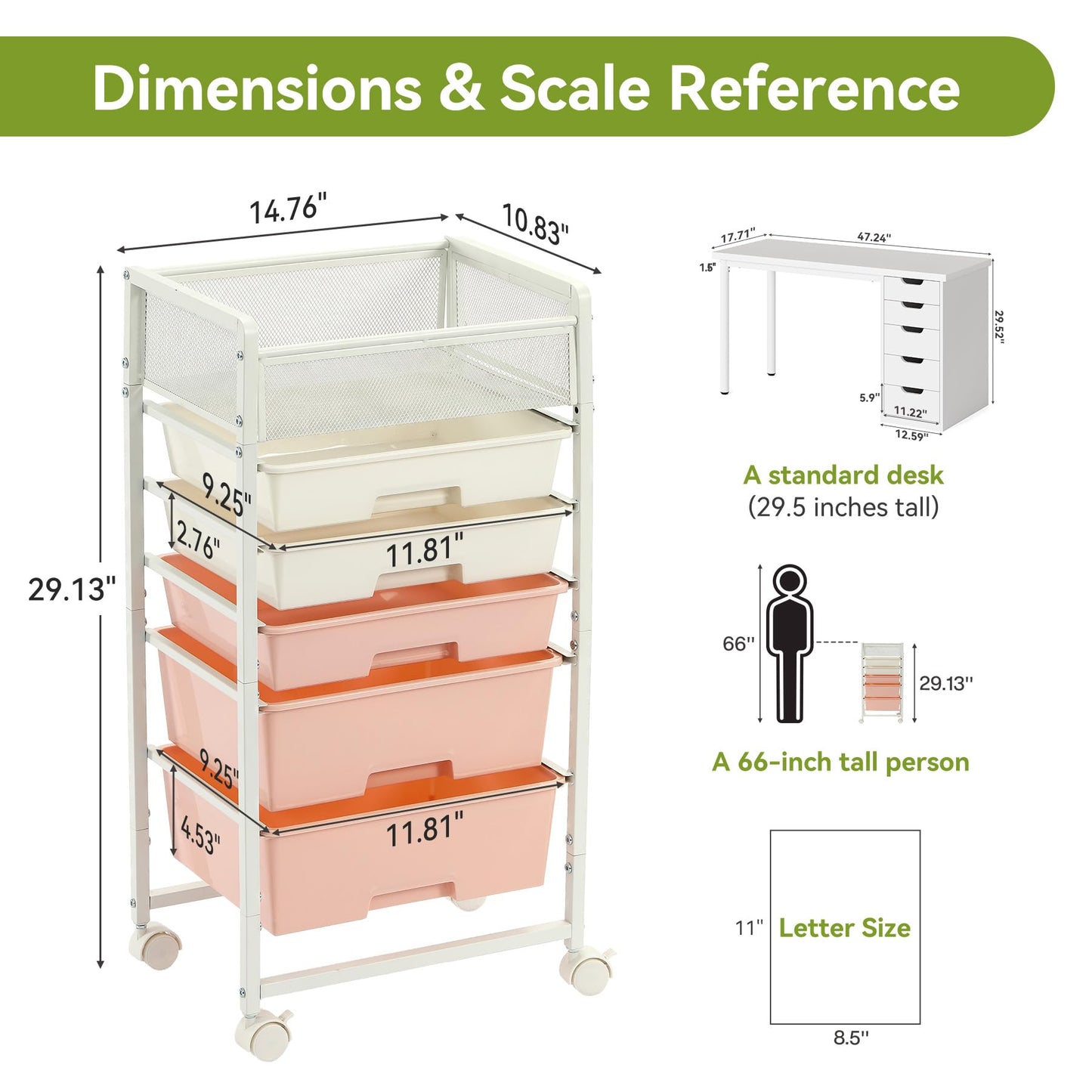 Rolling Craft Cart with 5 Drawers, Art Craft Organizers and Storage with Lockable Wheels, Rolling Utility Cart for Organizing Arts and Crafts,Yarn,Toy, School Supplies, Nail Product, Sewing Supplies