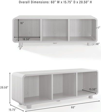 Crosley Furniture Zoe Large Modern Media Console and Record Player Stand with Storage for Vinyl Records, Ash