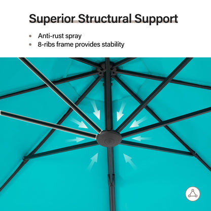 LAUSAINT HOME Outdoor Patio Umbrella with Base, 12 FT Deluxe Curvy Cantilever Umbrella Heavy Duty Offset Hanging Umbrella with 360° Rotation for Market, Pool, Garden, Backyard, Deck (Turquoise Blue)