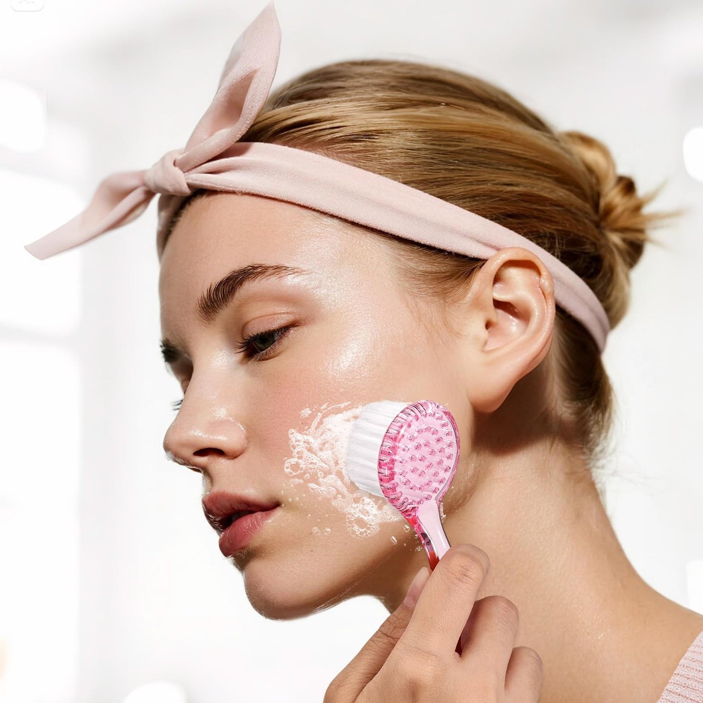 4 Colors Facial Cleansing Brush, Beomeen Face Scrubber Exfoliating Brush Face Wash Scrub Exfoliator for Skin Care, Makeup Removal (Blue, Pink, Purple, Clear)
