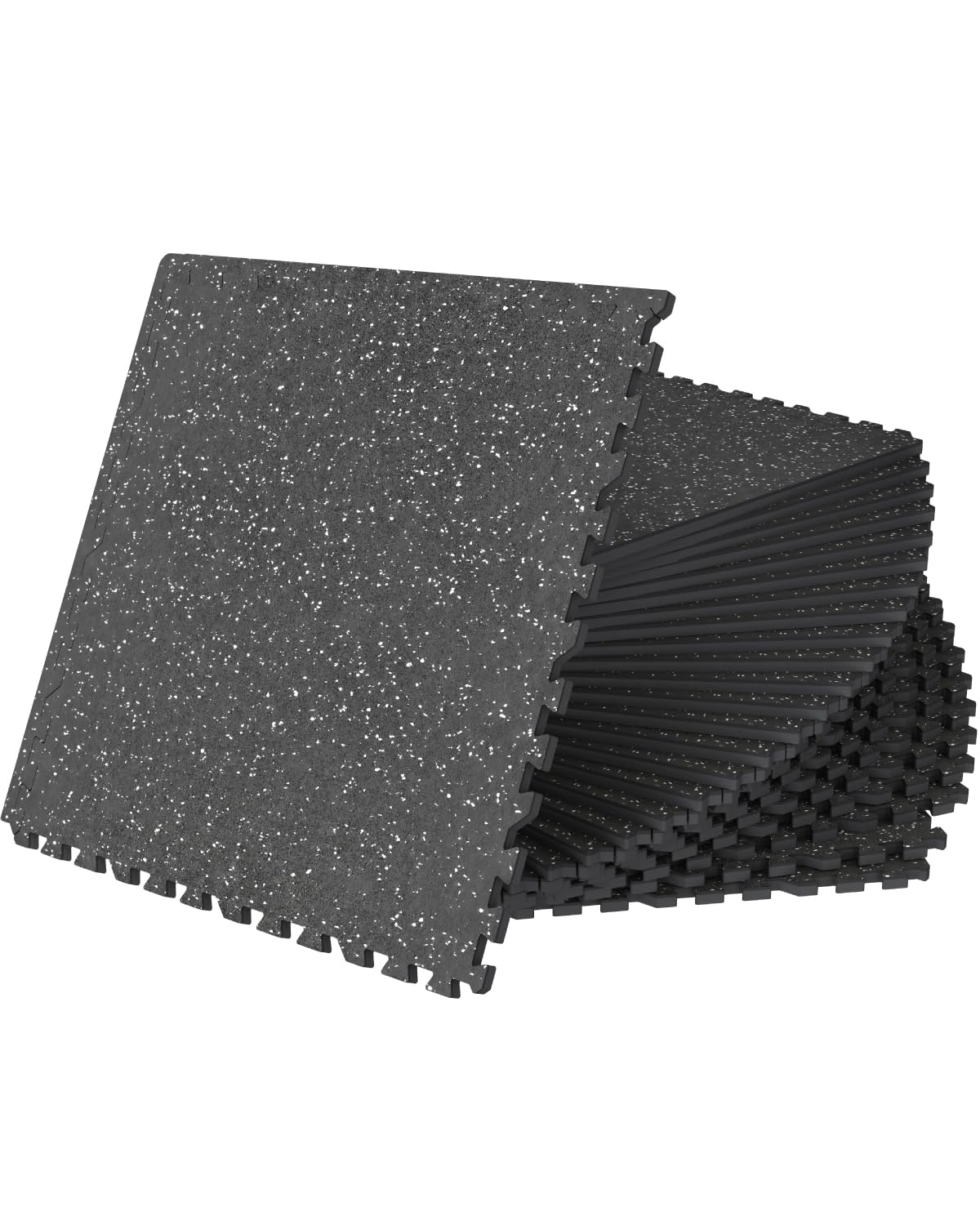 Vivaluz 0.56 Inch Thick 96 Sq Ft Gym Flooring for Home Gym, 24 Tiles Robust Rubber Top with Eva Foam Exercise Equipment Mats, Protective Flooring Puzzle Mat for Fitness Room