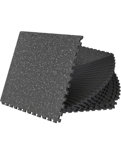 Vivaluz 0.56 Inch Thick 96 Sq Ft Gym Flooring for Home Gym, 24 Tiles Robust Rubber Top with Eva Foam Exercise Equipment Mats, Protective Flooring Puzzle Mat for Fitness Room
