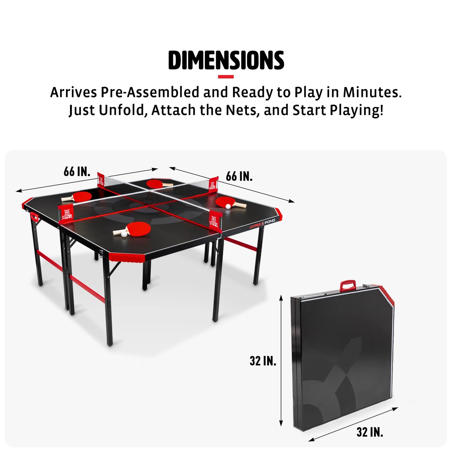 EastPoint Sports Hyper Pong 4-Way Table Tennis - Four Square Ping Pong Mashup Fun for The Whole Family