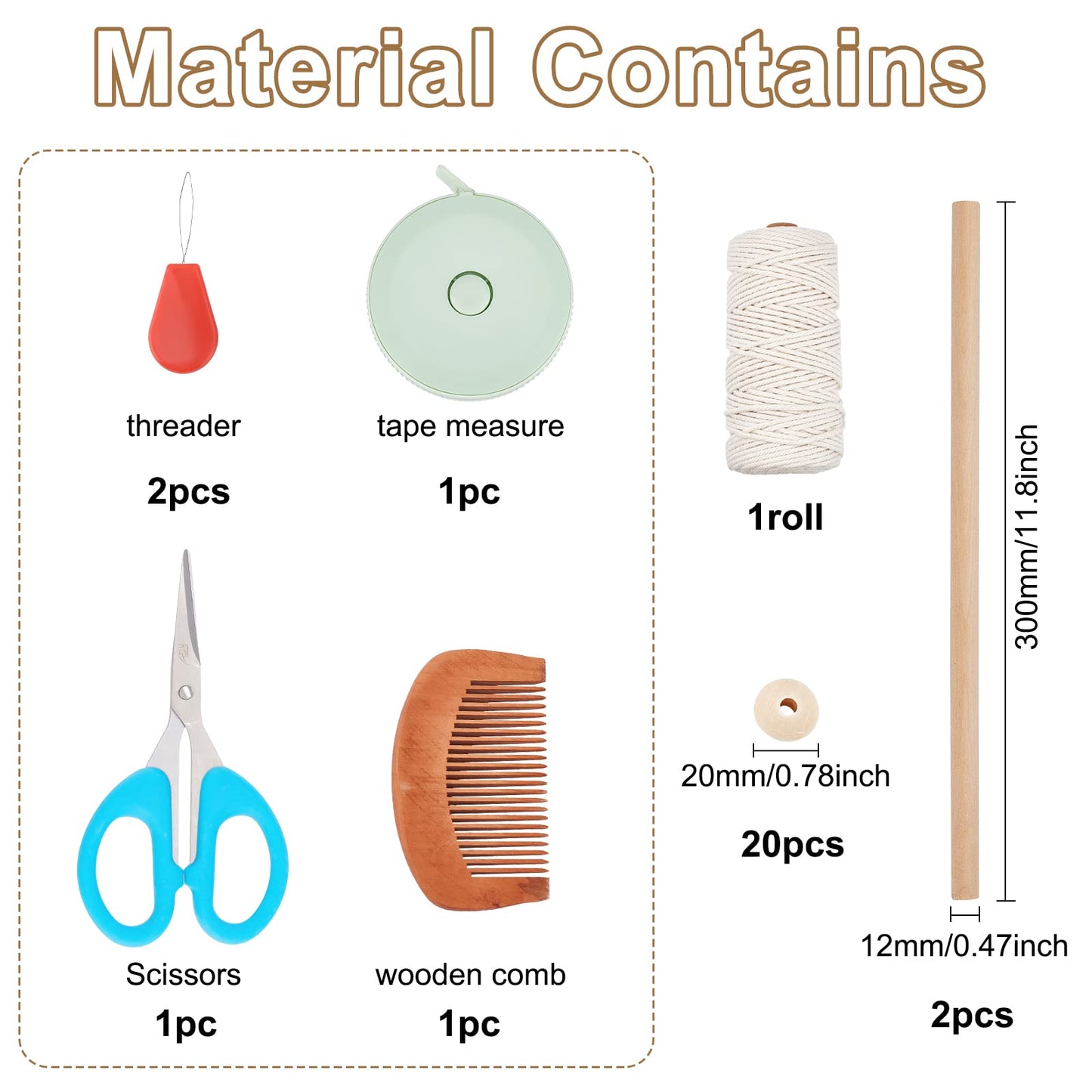 FREEBLOSS 2 Set DIY Macrame Leaf Wall Hanging Kit Macrame Feather 100M Macrame Cord and 20Pcs Wooden Beads Boho Macrame Wall Hanging Decor Macrame DIY Kit Handmade Gift for Mom Girls