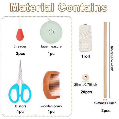 FREEBLOSS 2 Set DIY Macrame Leaf Wall Hanging Kit Macrame Feather 100M Macrame Cord and 20Pcs Wooden Beads Boho Macrame Wall Hanging Decor Macrame DIY Kit Handmade Gift for Mom Girls