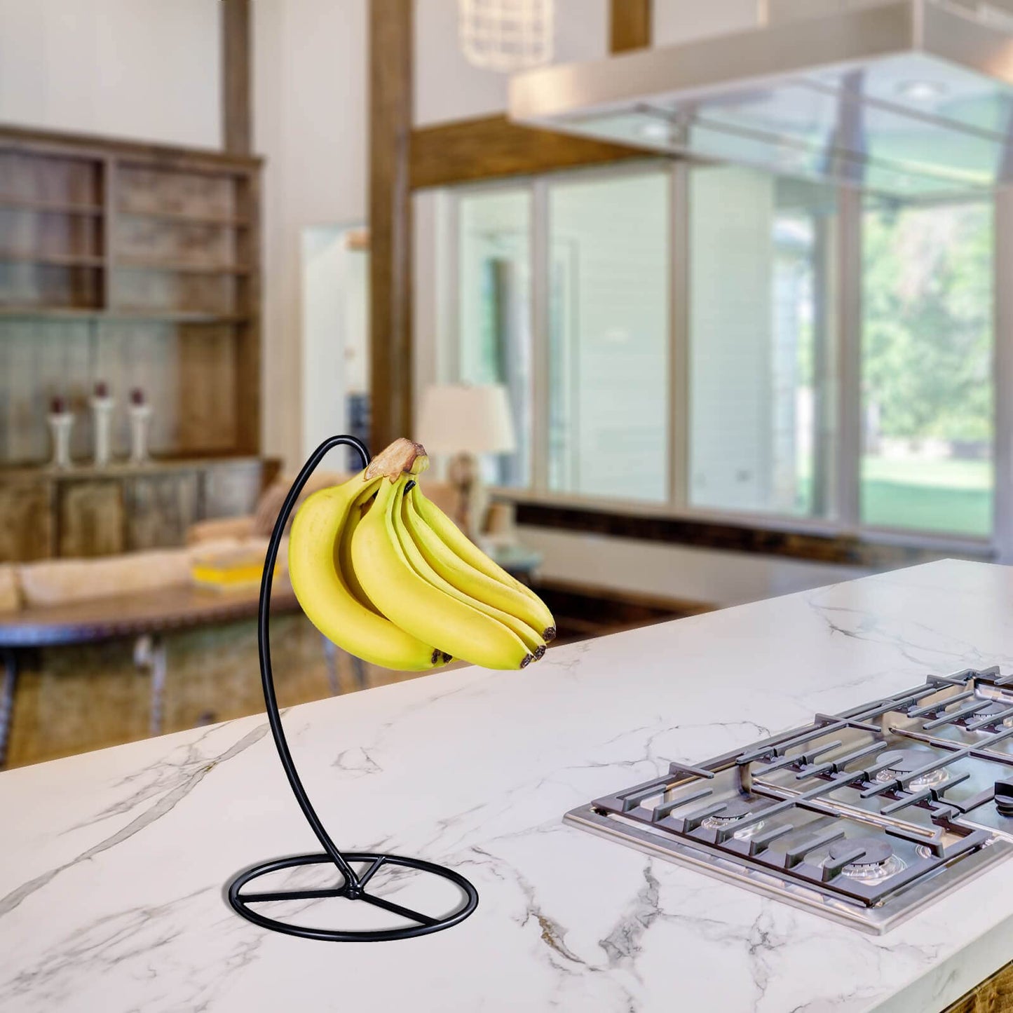 EGMEHOAD Banana Holder Stand, Banana Hanger Stand Black, Metal Bananas Tree Hanger to Keep Bananas Fresh for 15LB