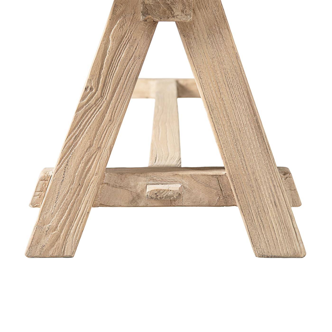 Jennifer Taylor Home Hawthorne 72” Reclaimed Elm Trestle Dining Bench, Heritage Light Natural Brown Reclaimed Elm