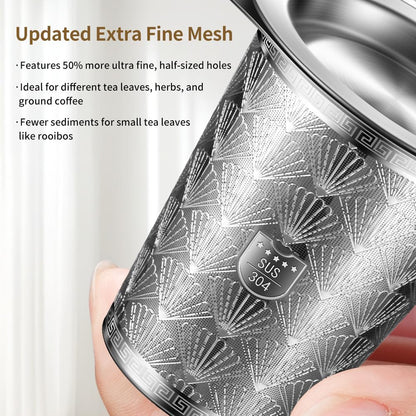2Pack Extra Fine 18/8 Stainless Steel Tea Infuser BOMANSI BOMS Tea Strainer with Large Capacity & Perfect Size Double Handles for Hanging on Teapots, Mugs, Cups to Steep Loose Leaf Tea and Coffee