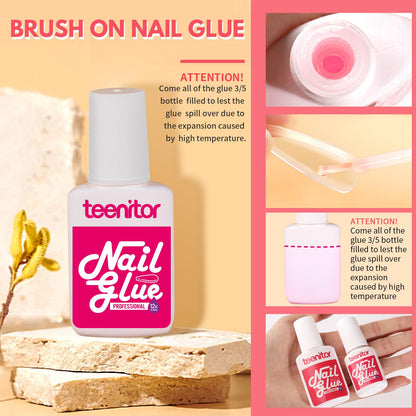 Teenitor Clear Coffin Nail Tips Set, Long Acrylic Nail Kit Full Cover Clear Press On Nails, 600 Pcs Fake Nails with Glue, Acrylic Nail Clipper Files and Buffer Polisher