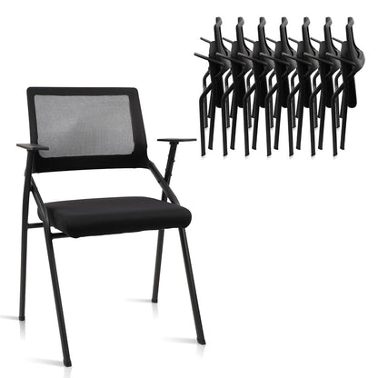CLATINA Stackable & Foldable Office Chairs with Ergonomic Lumbar Support and Thickened Seat Cushion, Folding Mesh Fabric Reception Guest Chair for School Church Conference Waiting Room Black (8 pk)