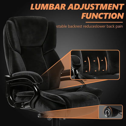 Indulgear 500lbs Fabric Big and Tall Office Chair,500lbs Heavy Duty Office Chair for Heavy People, High Back Executive Computer Chair with Adjustable Lumbar Support, Dual Rubber Wheel