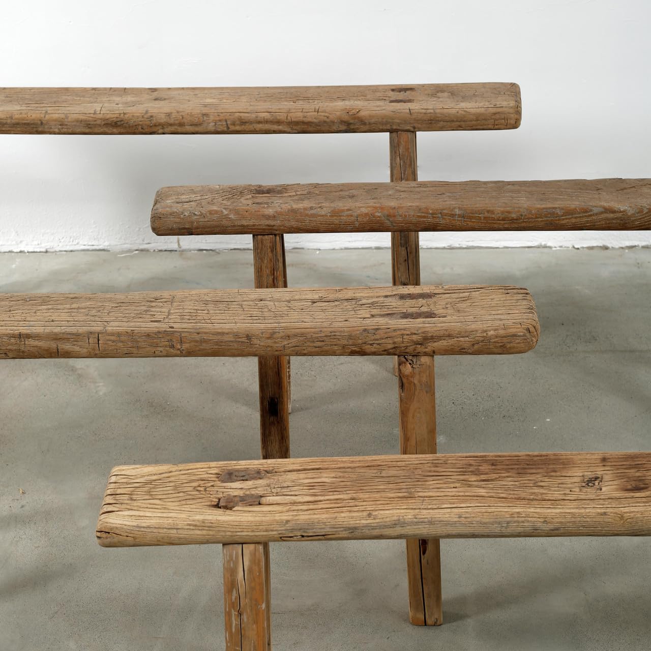 Approx. 3-3.5ft. Long Vintage Noodle Bench Weathered Natural (Size & Finish Vary)