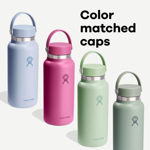 Hydro Flask Water Bottle - Insulated Stainless Steel - Wide Mouth Flex Lid, Non Spill, Leakproof and Refillable in 20 Oz Aloe Green