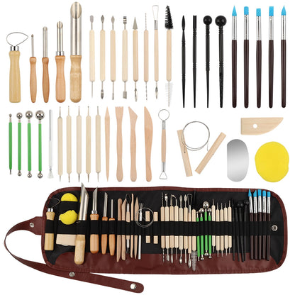 42 PCS Pottery Tools, Clay Sculpting Tools Kit, Clay Tools for DIY Handcraft Modeling Carving Trimming, Molding, Shaping(with Storage Bag)