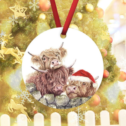 ArogGeld Highland Cows Christmas Ornaments Wedding Anniversary Decor Souvenirs Xmas Tree Keepsake Pendants Adornments