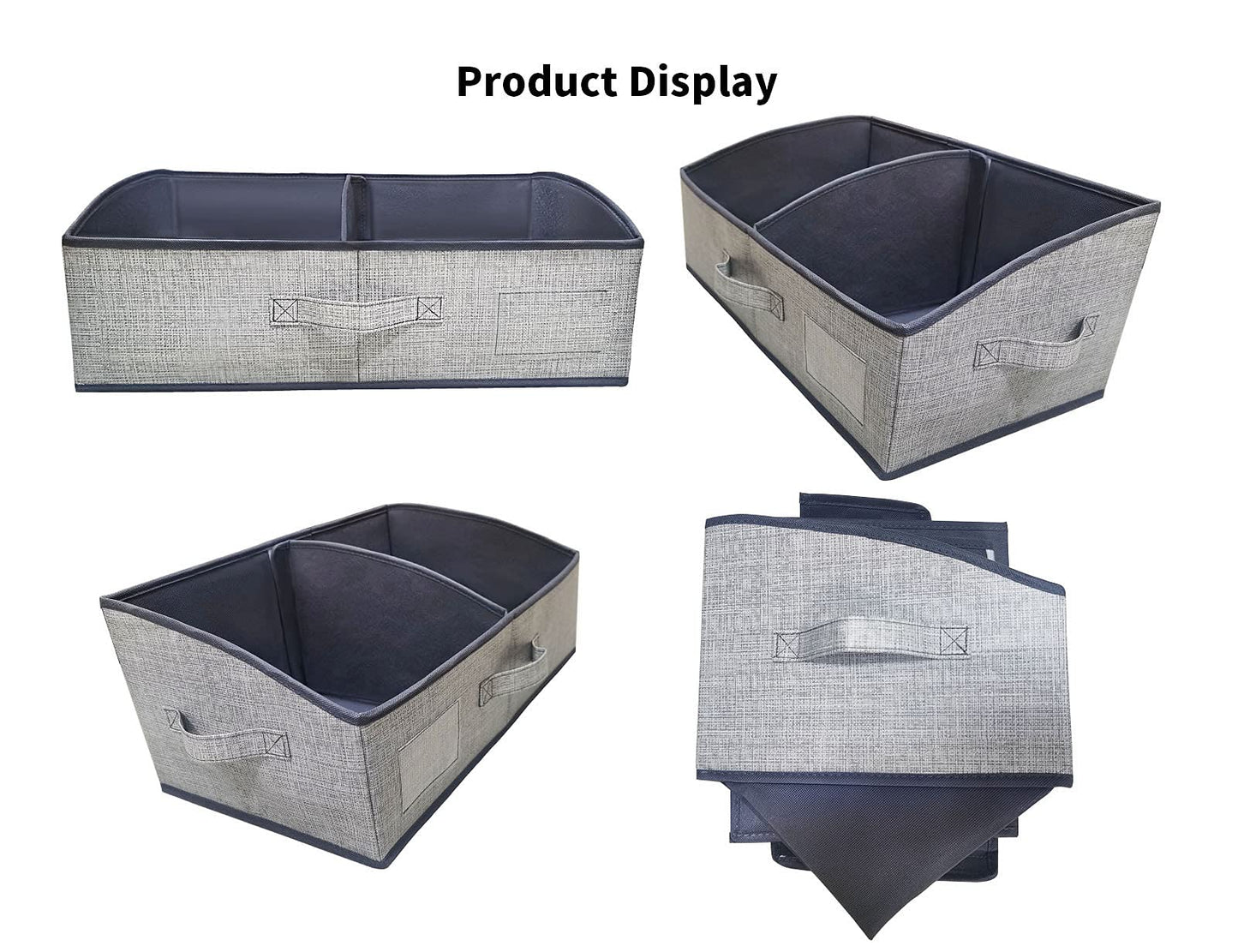 3 Packs Closet Storage Bins - Trapezoid Large Storage Box - Foldable Fabric Baskets for Organizing Clothes - Baby Toiletry, Toys, Towel, DVD, Book (Dark Grey, 20 x 11.2 x 8.3 inches)