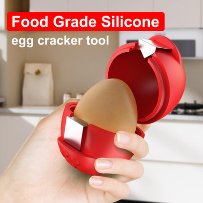 Egg Cracker, Silicone Egg Shell Opener, Cute Egg Shaped Design, Opens Eggs with Ease, A Little Happiness Boost for Your Kitchen.(Color: Red, 2-Pack)