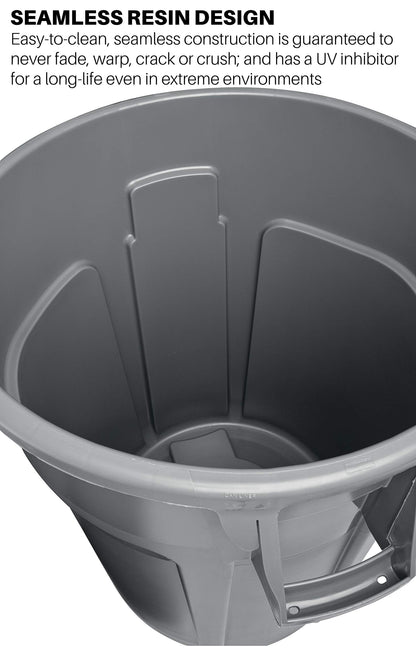 Rubbermaid Commercial Products BRUTE Heavy-Duty Round Trash/Garbage Can, 20-Gallon, Red, Outdoor Waste Container for Landscapers/Construction/Restaurants/Back of House/Offices/Warehouses, Pack of 6