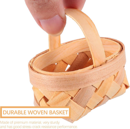 MAGICLULU 12Pcs Mini Woven Baskets with Handles, Wooden Candy Gift Baskets for Craft Wedding Birthday Party Favors