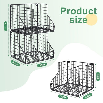 JKsmart 4 Pack Stackable Can Organizer for Pantry with Adjustable Dividers, Soda Can Organizer, Can Storage Dispenser Holds up to 56 Cans, Metal Wire Baskets Can Holder for Kitchen Cabinet Pantry