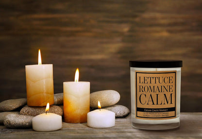 CEDAR CRATE MARKET Lettuce Romaine Calm Scented Soy Candle, 10 Oz. Glass Jar, Citrus, Lavender, Woody