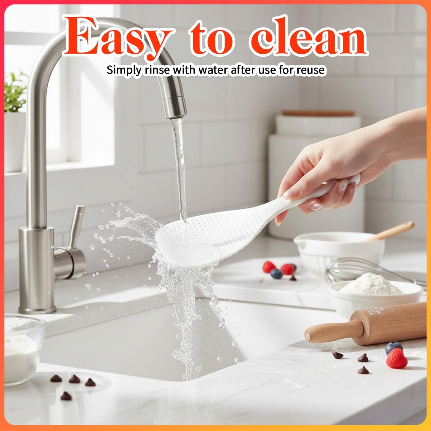 2 Pcs Rice Paddle Spoon, 7.5 Inch White Plastic Non-Stick Rices Paddle Rice Serving Spoon Server Spatula Scooper Kitchen Cooking Utensil for Serving Electric Rices Cooker Grains Potatoes Cooking