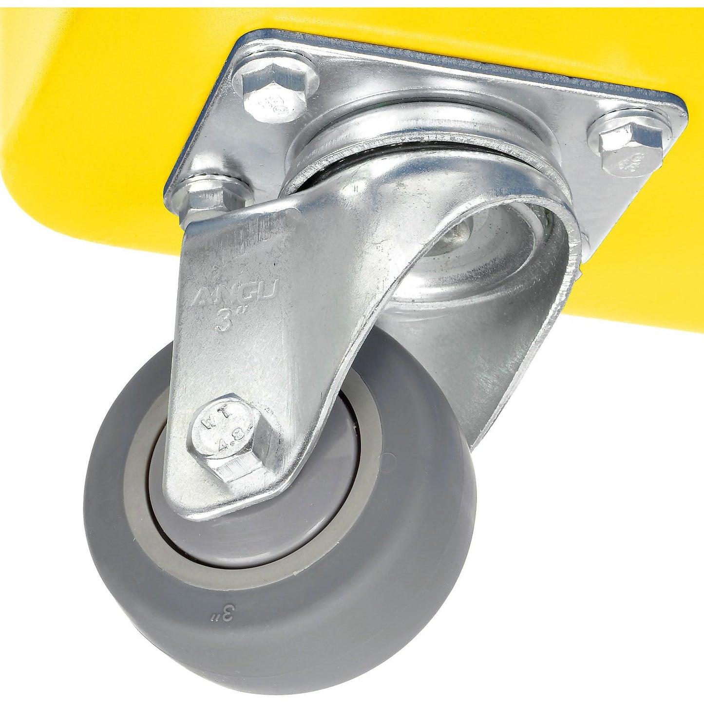 Global Industrial 6 Bushel Plastic Bulk Box Truck, Direct Mount Base, 500 lbs. Capacity, 3" Non-Maring Rubber Casters, Yellow, 33-2/5"L x 23" W x 24-1/2"H