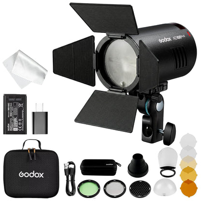 Godox AD100 Pro II AD100Pro II AD100ProII Flash Strobe with AK-R1 Kit, 2.4GHz X System+433Mhz Module/2W LED/10 Brightness Levels/490 Full-Power Pops/0.01–1.5s Recycle Time/USB-C Charging/1-256-1/1