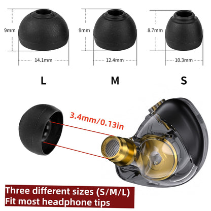 CCZ ZT01 24 PCS/12 Pairs Earbud Tips, KZ ZS10 PRO IEM Eartips, Replacement in Ear Monitor Rubber Tips for ZSN PRO X, EDX PRO, ZAS, KBEAR KS1, KS2, CCZ Melody, DC01 PRO, DC02, MC02,DC03 (Black, S/M/L)